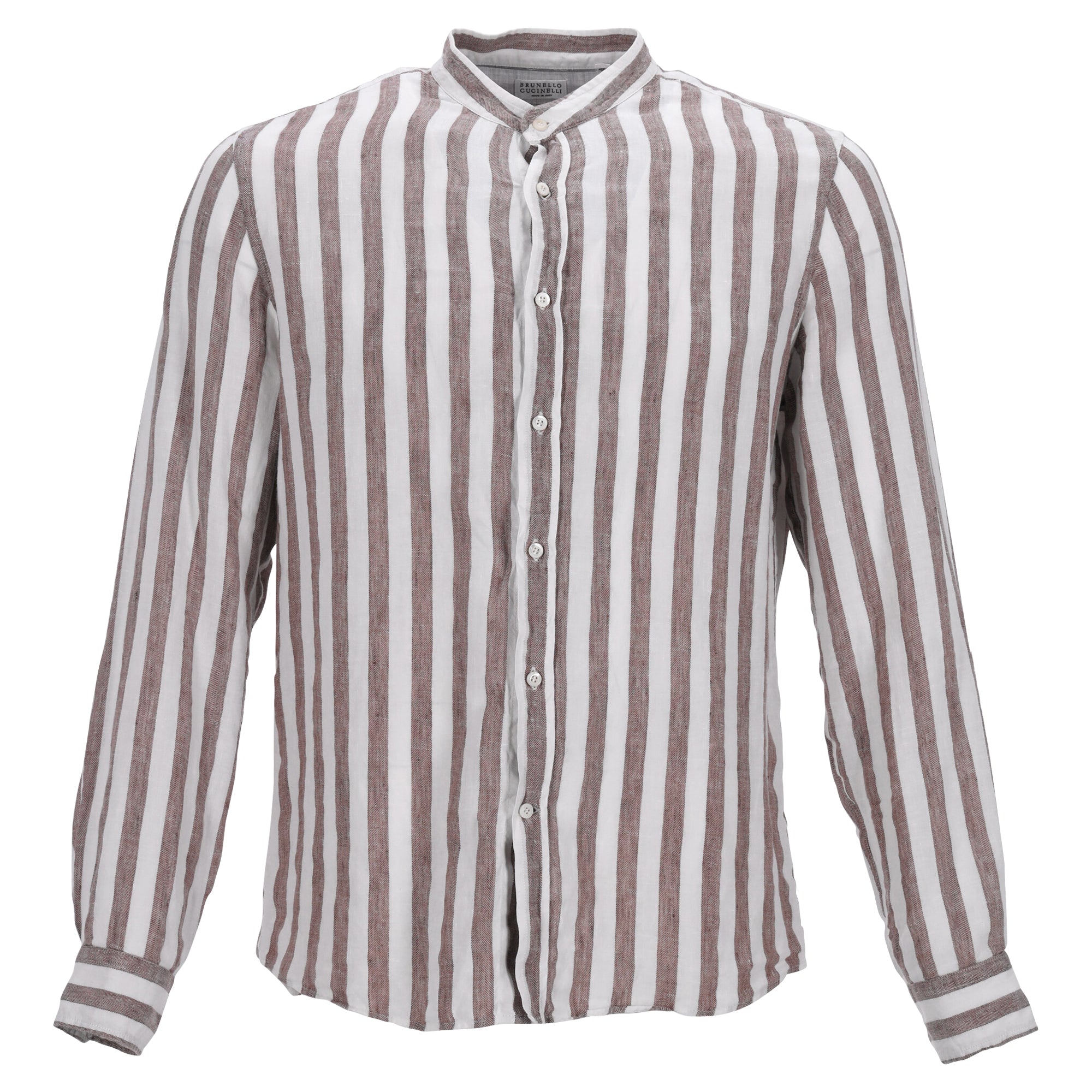 image of Brunello Cucinelli Striped Shirt in White Linen