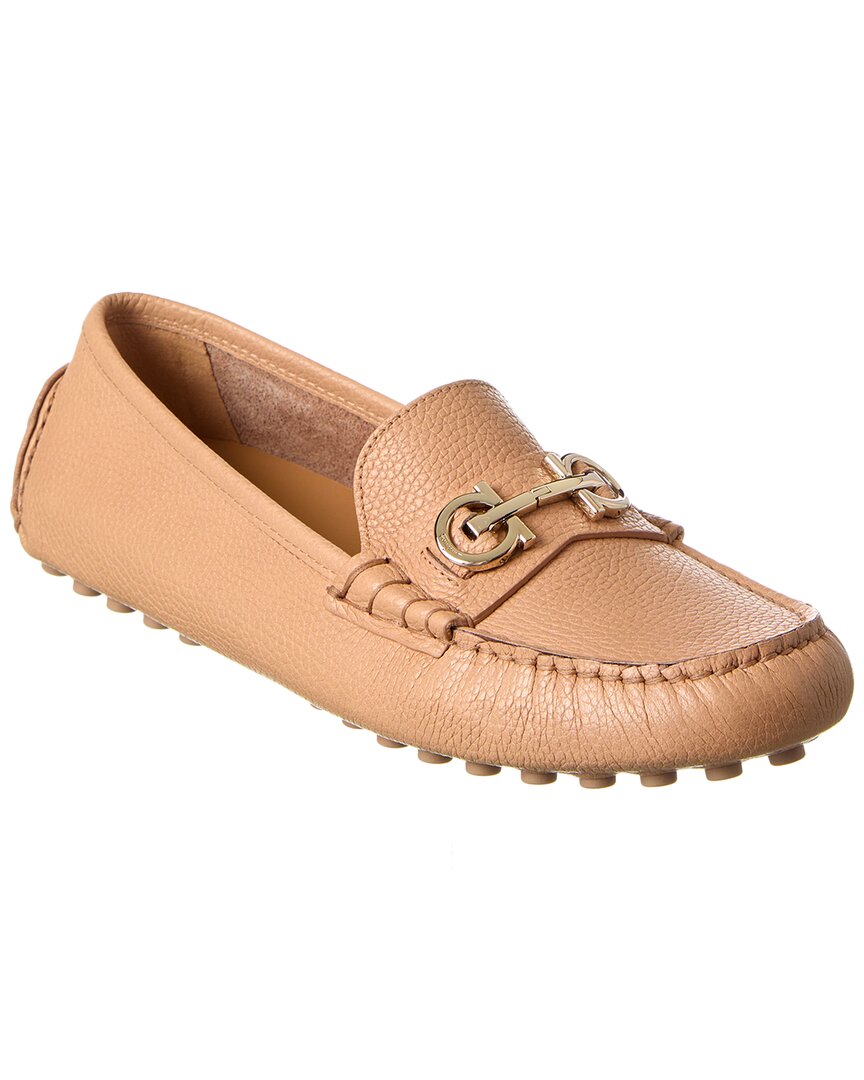 Shop Ferragamo Odilia Leather Loafer In Beige