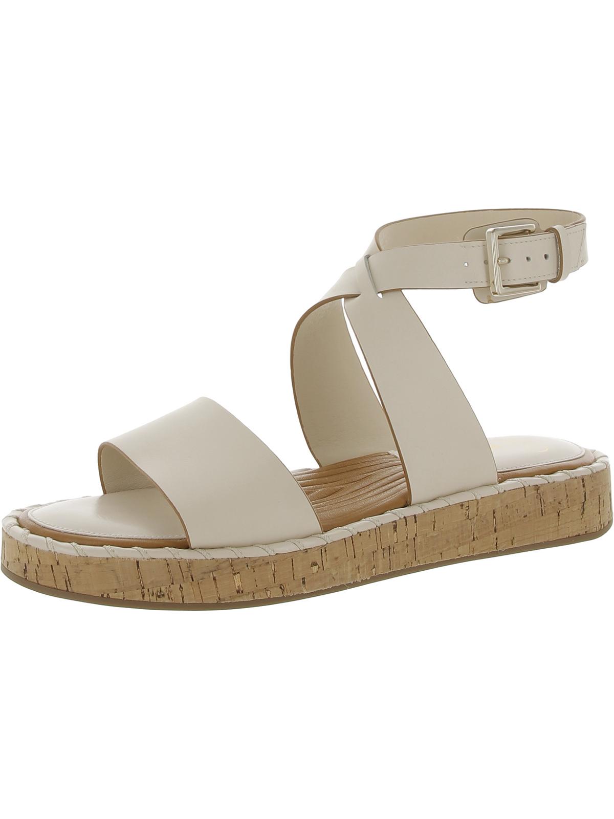 Shop Sarto Franco Sarto Darla Womens Leather Ankle Strap Wedge Sandals In Beige