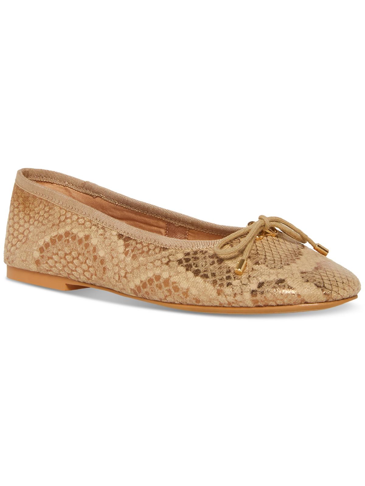 Shop Steve Madden Blossoms Womens Faux Leather Embellished Ballet Shoes In Gold