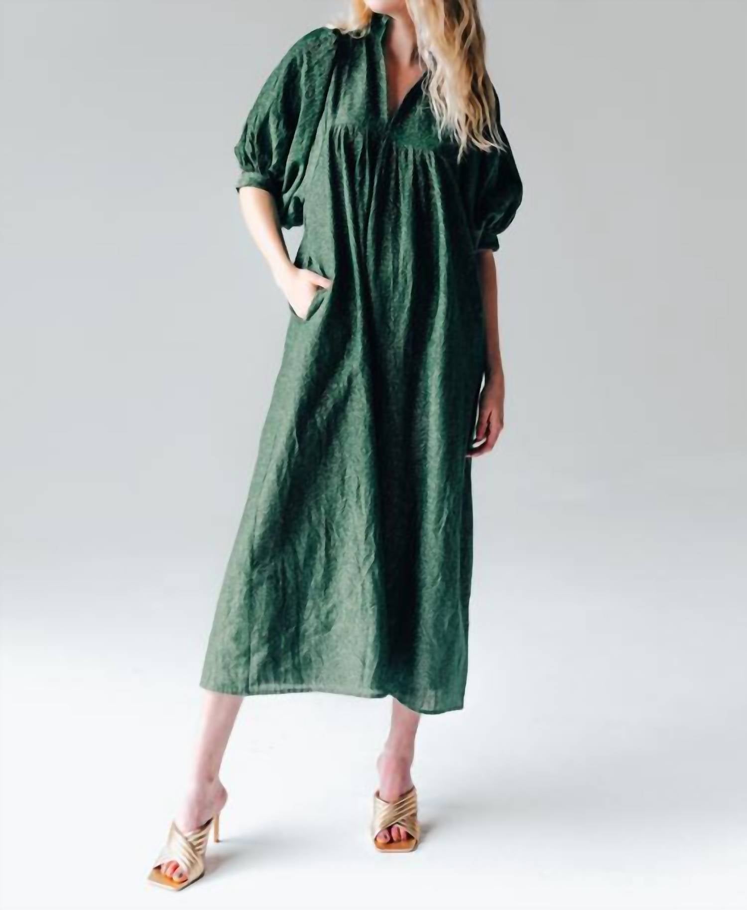 Shop Never A Wallflower High Neck Midi Dress In Emerald Sparkle In Green
