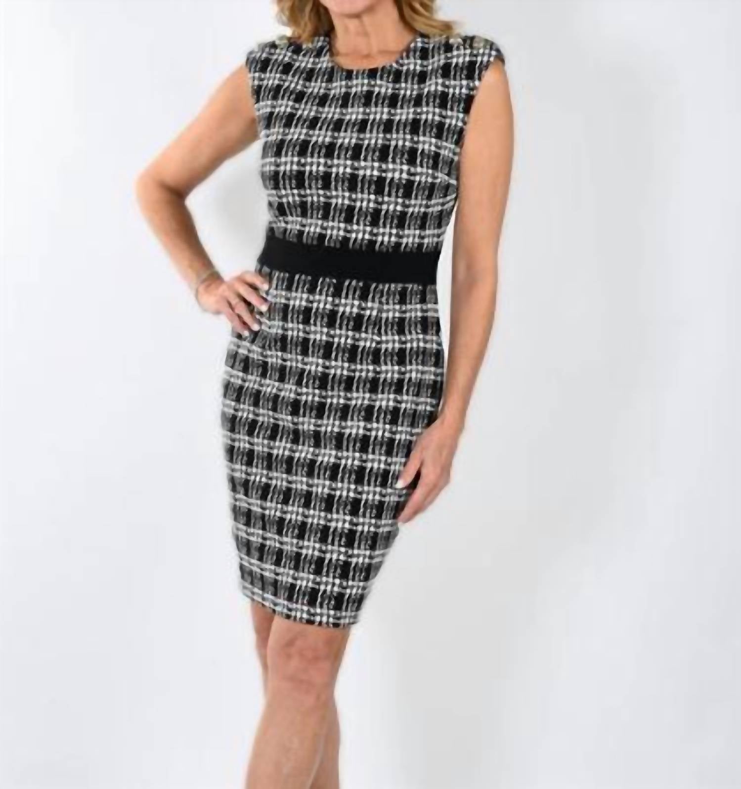 Shop Frank Lyman 233310 - Plaid Dress In Black