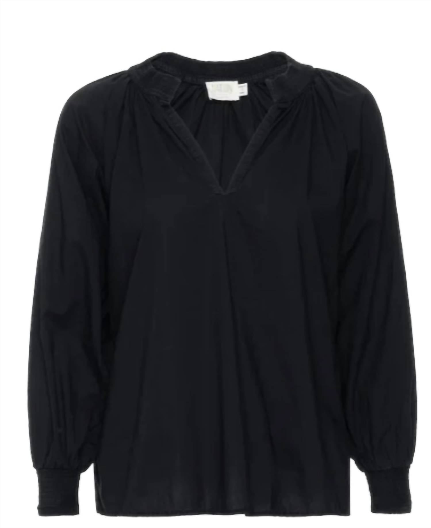 Shop Nation Ltd Estelle Peasant Blouse In Jet Black