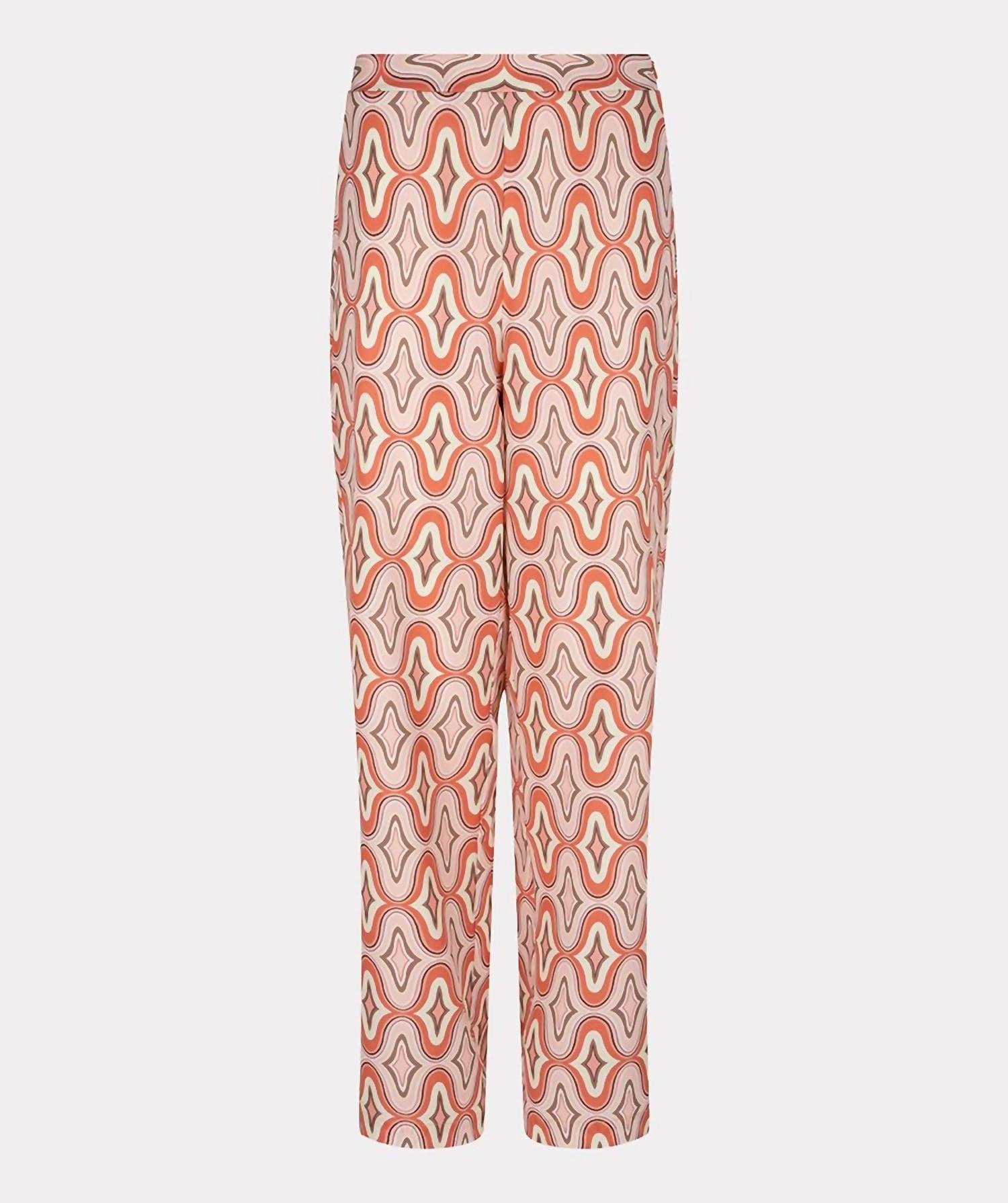 Shop Esqualo Groovy Print Trouser In Orange In Pink