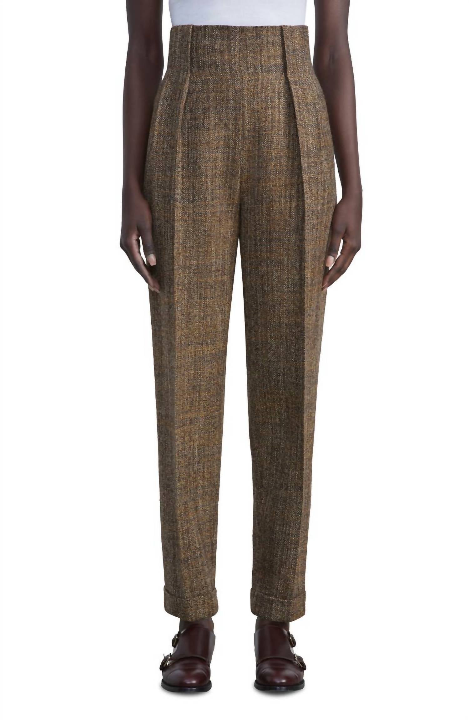 Lafayette 148 Waverly Wool Pant In Curry Multi