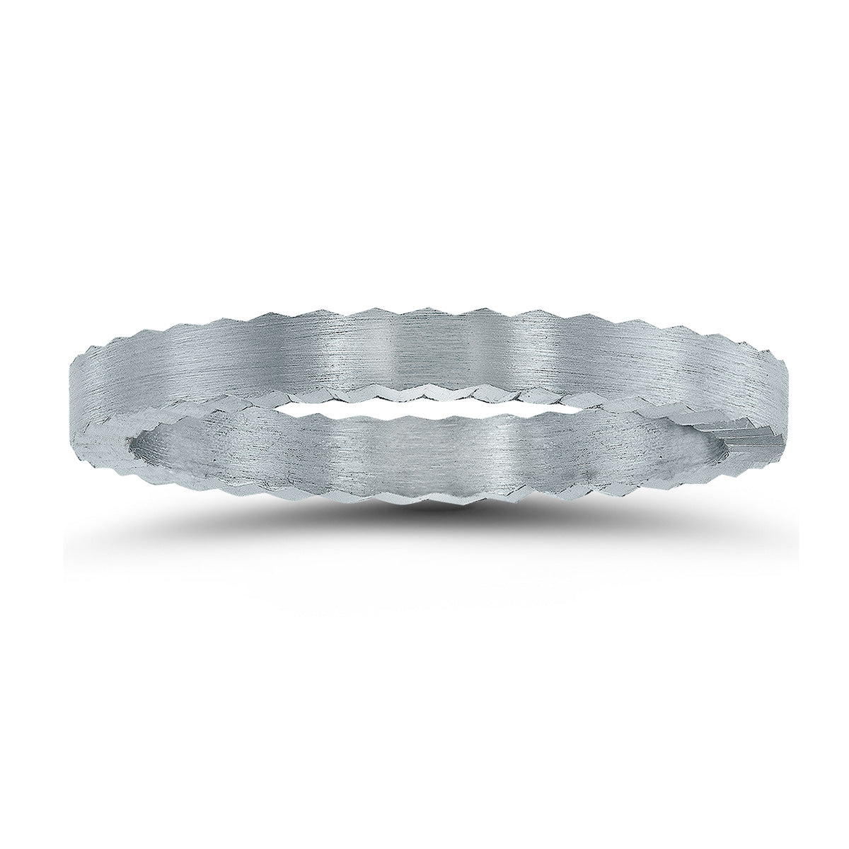 Sselects 2mm Matte Finish Jagged Edge Crown Wedding Band In 14k White Gold