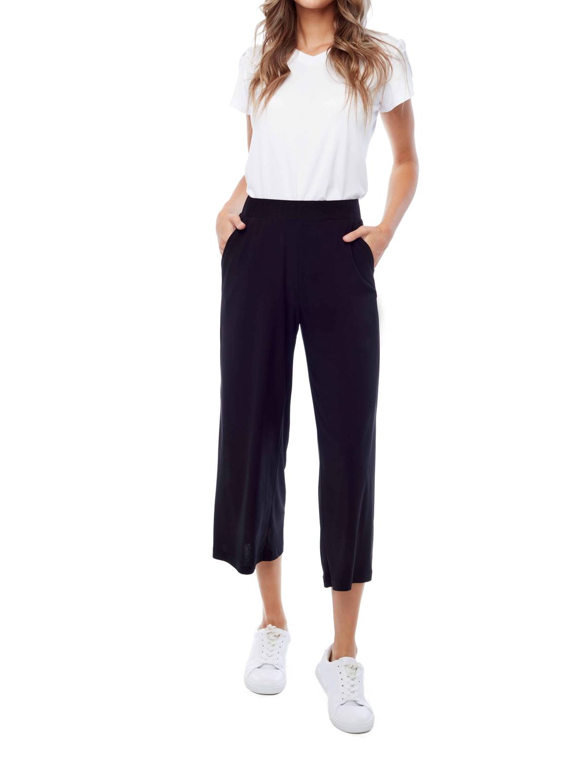 Shop Up Wide Leg Cropped Pant In Black In Blue