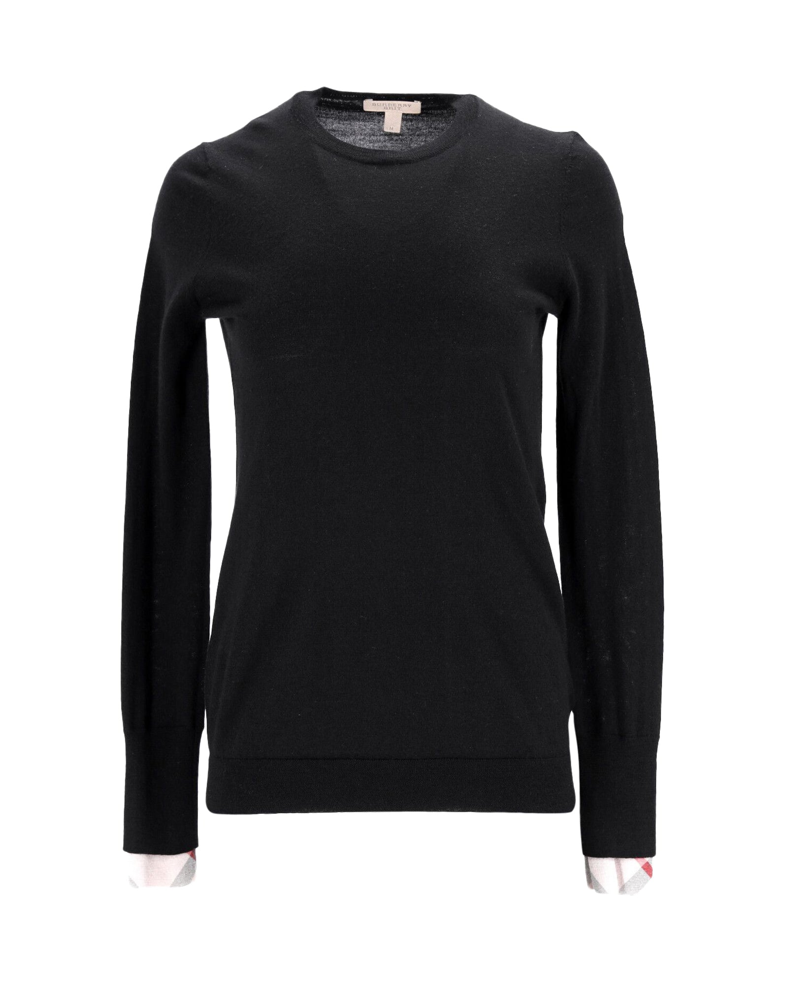 image of Burberry Crewneck Sweater in Black Wool