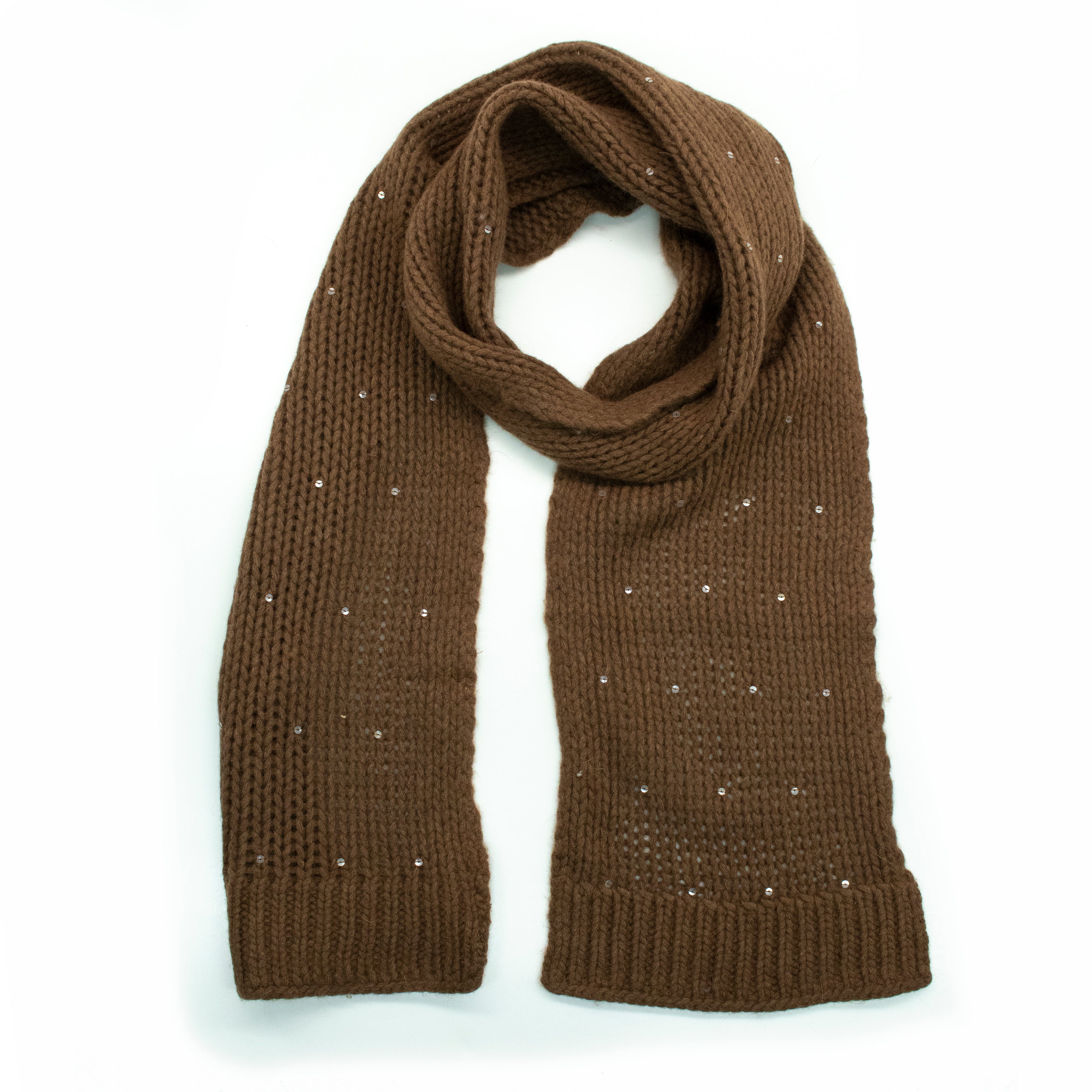 Shop Portolano Scarf With Sequins In Brown