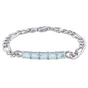 3 1/2 CT TGW Sky Blue Topaz Birthstone Link Bracelet in Sterling Silver