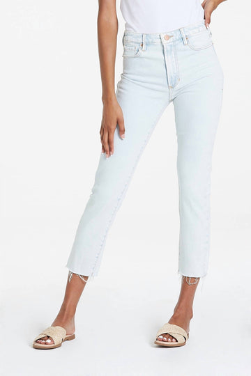 Dear John Denim stella super high rise cropped slim straight denim in lake forest