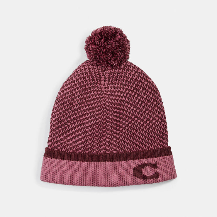 COACH Colorblocked Knit Hat With Pom Pom Shop Premium Outlets