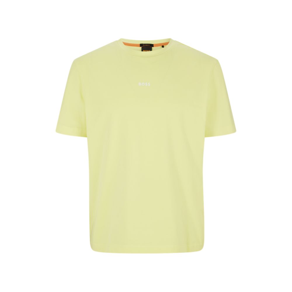 Hugo Boss Relaxed-fit T-shirt In Stretch Cotton With Logo Print In Light Yellow