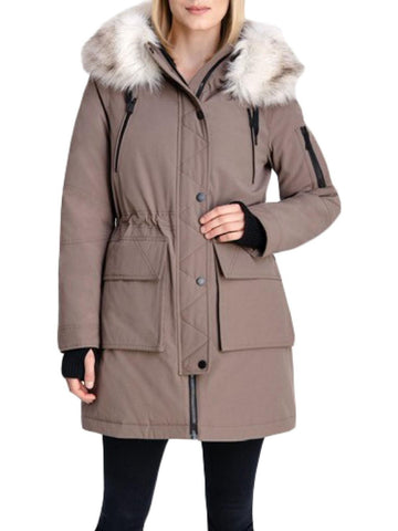 BCBGeneration womens faux fur trim cold weather parka coat