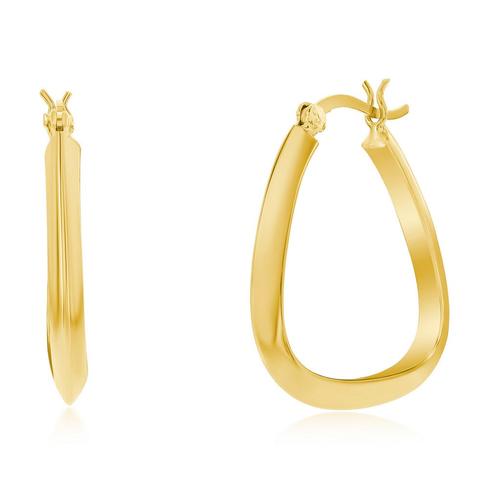 Simona Sterling Silver Or Gold Plated Over Sterling Silver 27mm Triangle-shaped Hoop Earrings