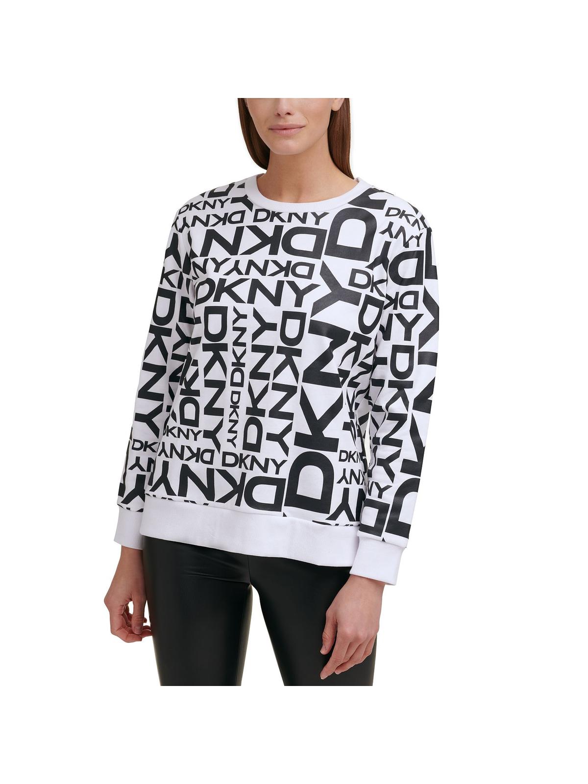 Buy DKNY Womens Crewneck Monogram Sweatshirt White S, White, Small at