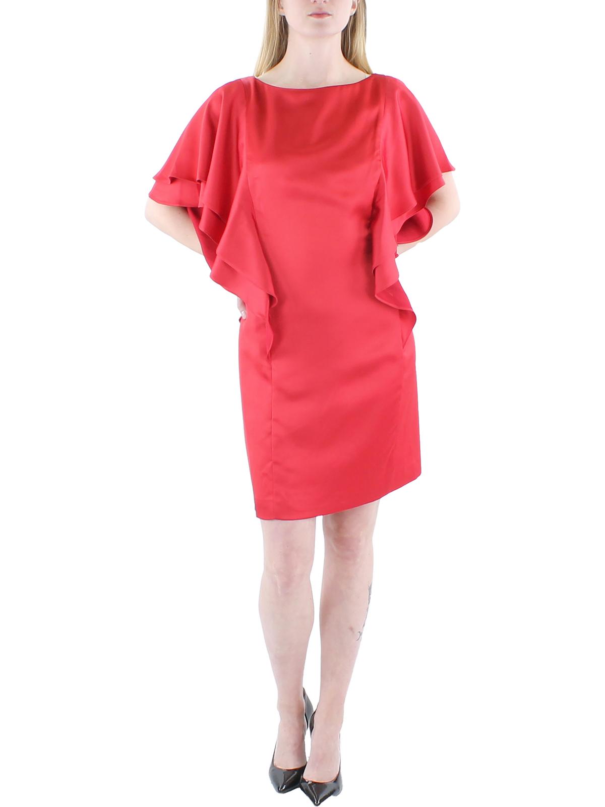 Shop Lauren Ralph Lauren Womens Satin Mini Cocktail And Party Dress In Red
