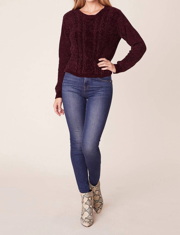 Bb Dakota No Chill Cable Knit Sweater in Boysenberry | Shop Premium Outlets