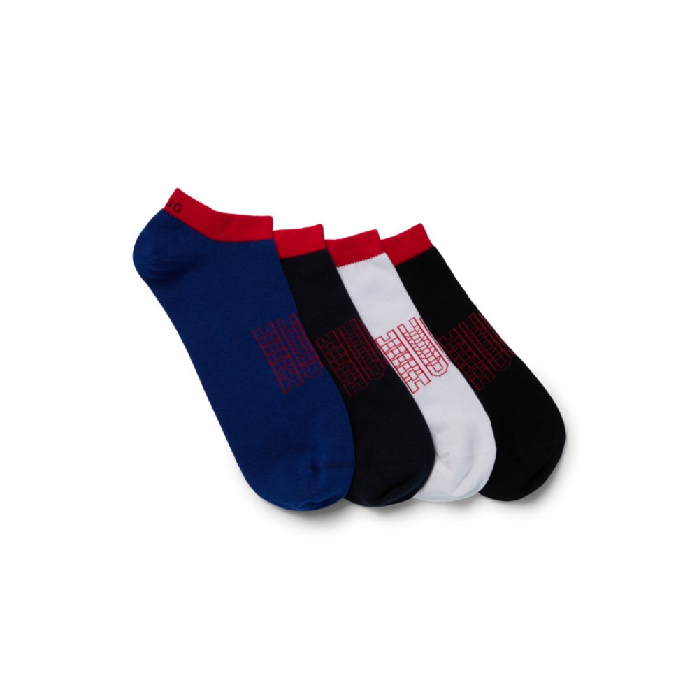 HUGO Four-pack of ankle-length socks with linear logos