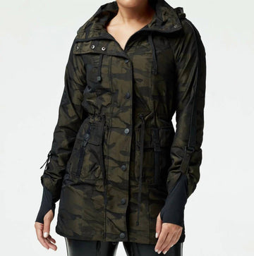Blanc Noir anorak hooded jacket in olive camo
