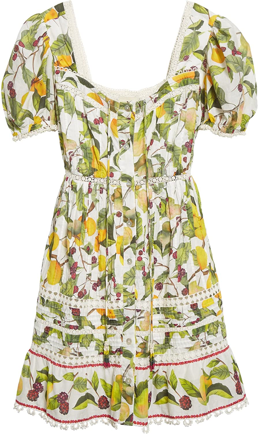 Shop Farm Rio Women Fruit Orchard Puff Sleeve Cotton Mini Dress In Multi