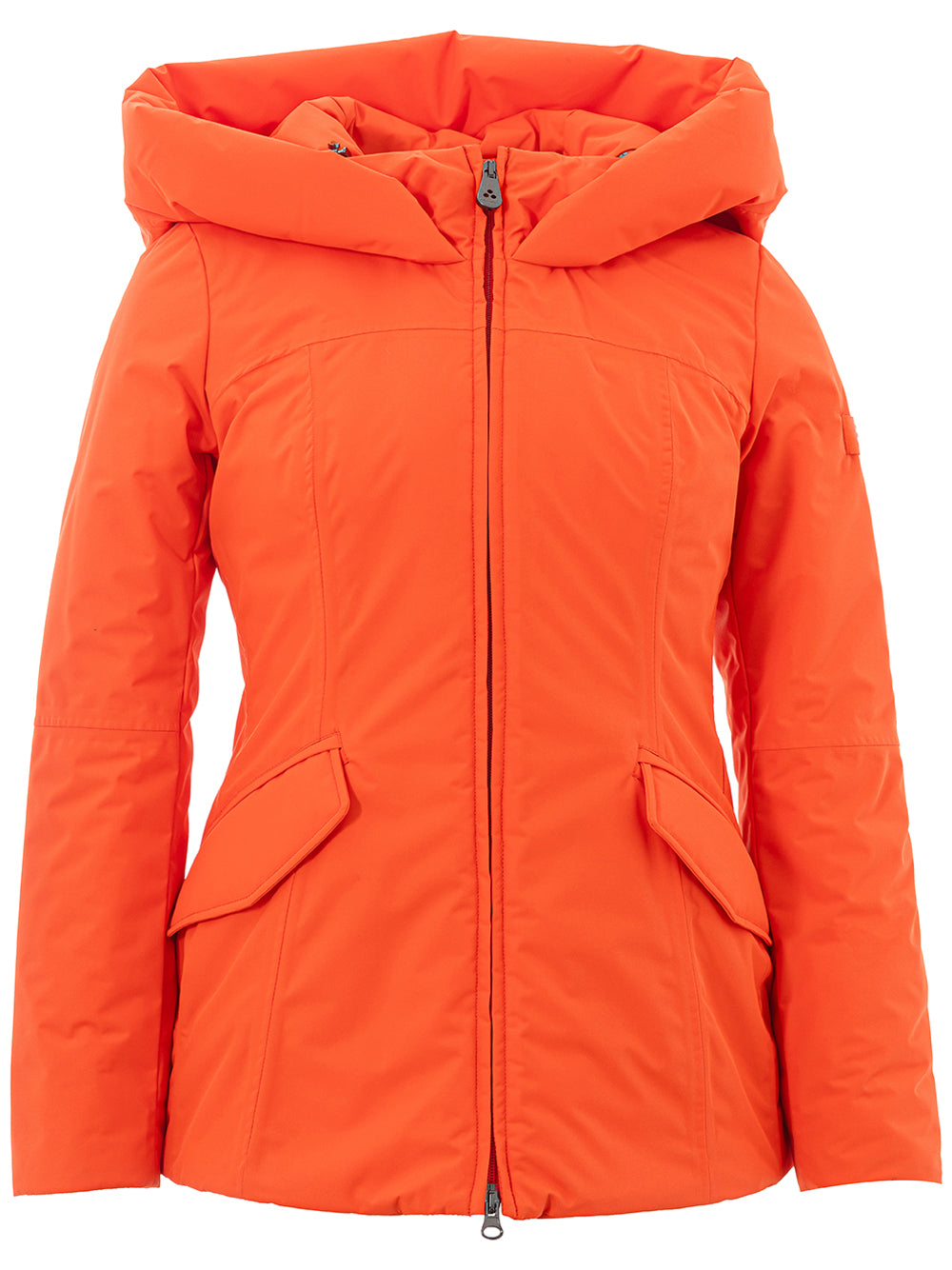 Shop Peuterey Maxi Hooded Quilted Women's Jacket In Orange