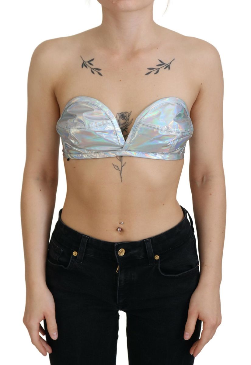 DOLCE & GABBANA Dolce & Gabbana  Holographic Effect Bustier Brassiere Women's Top