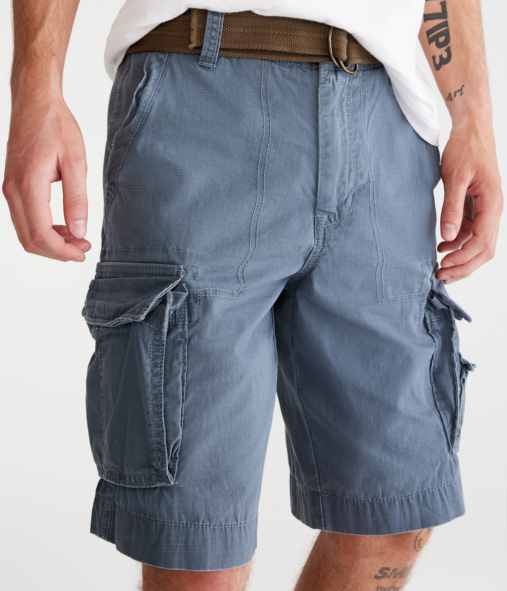 Shop Aéropostale Mens Men's Solid Belted Cargo Shorts*** Black In Blue