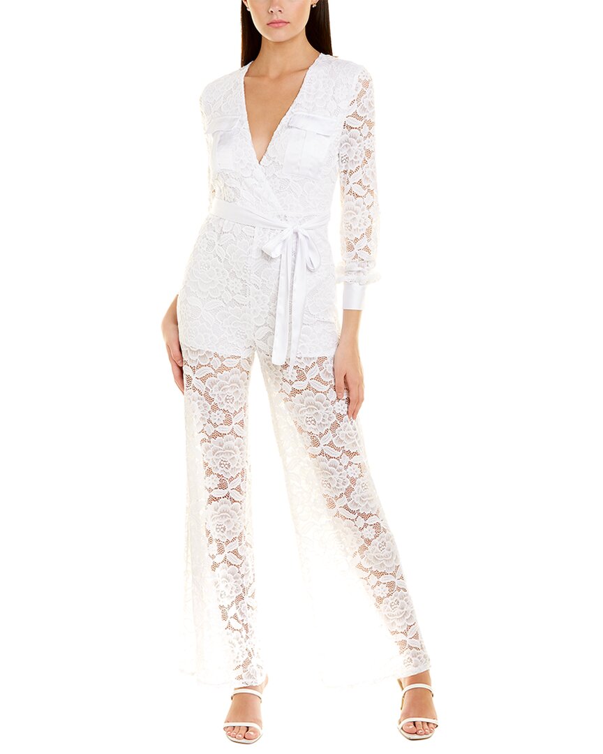 Bebe Lace Jumpsuit In White