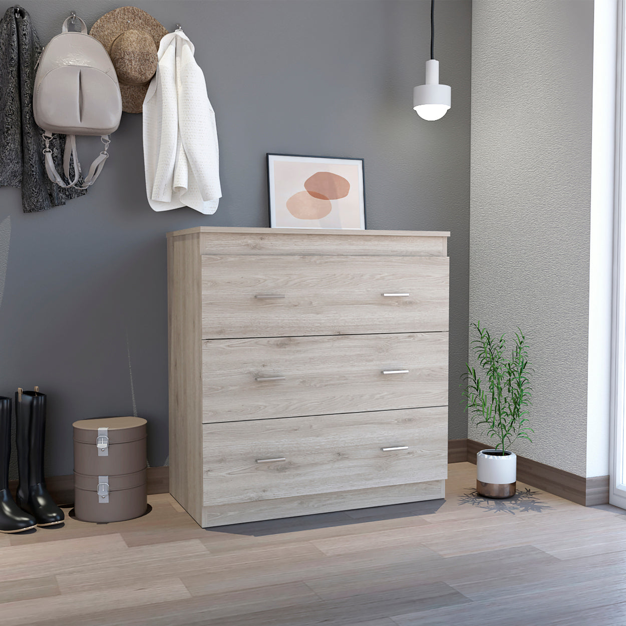 Shop Simplie Fun Calvetta 3-drawer Dresser Light Grey