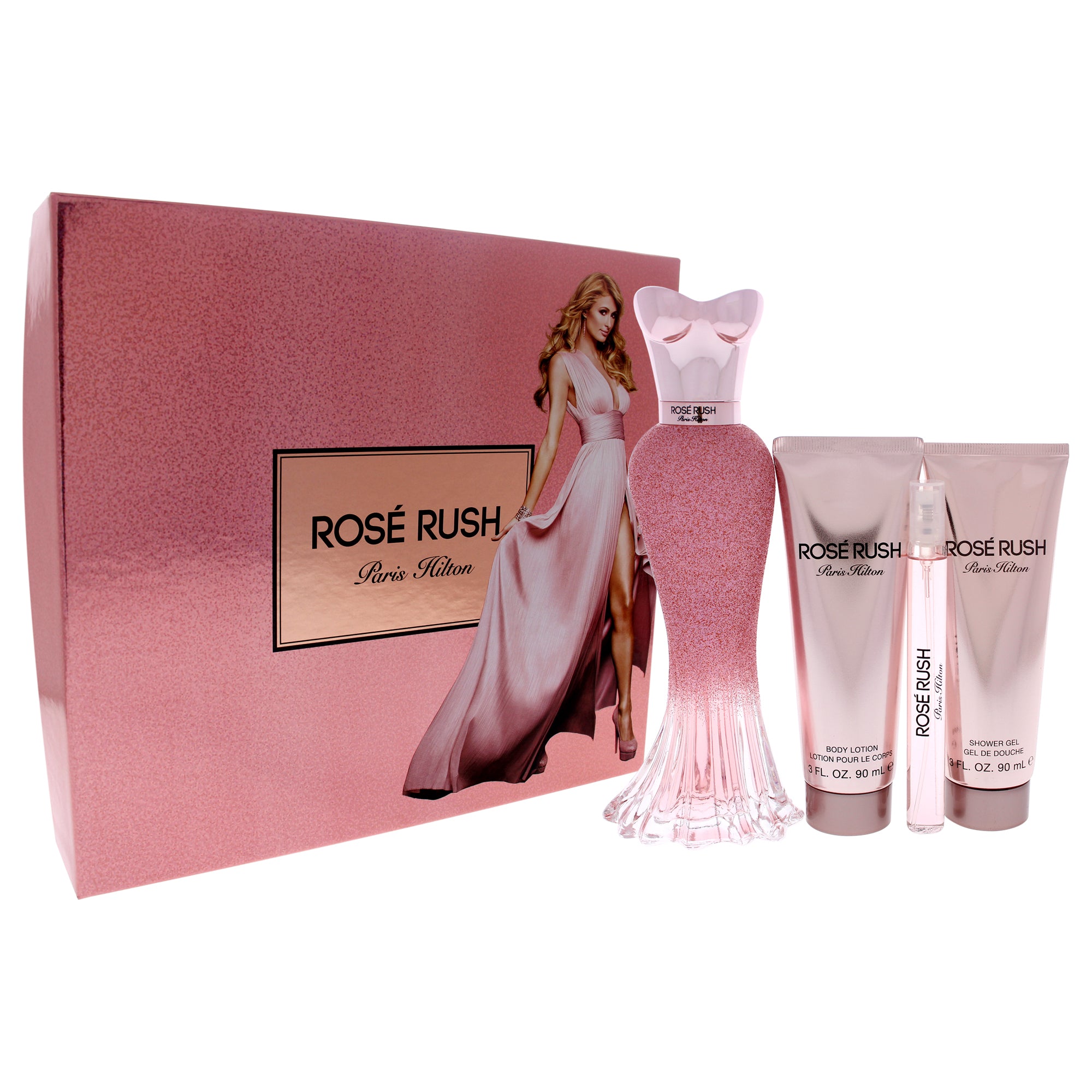 Shop Paris Hilton Rose Rush By  For Women - 4 Pc Gift Set 3.4oz Edp Spray, 3.0oz Body Lotion, 3.0oz Shower