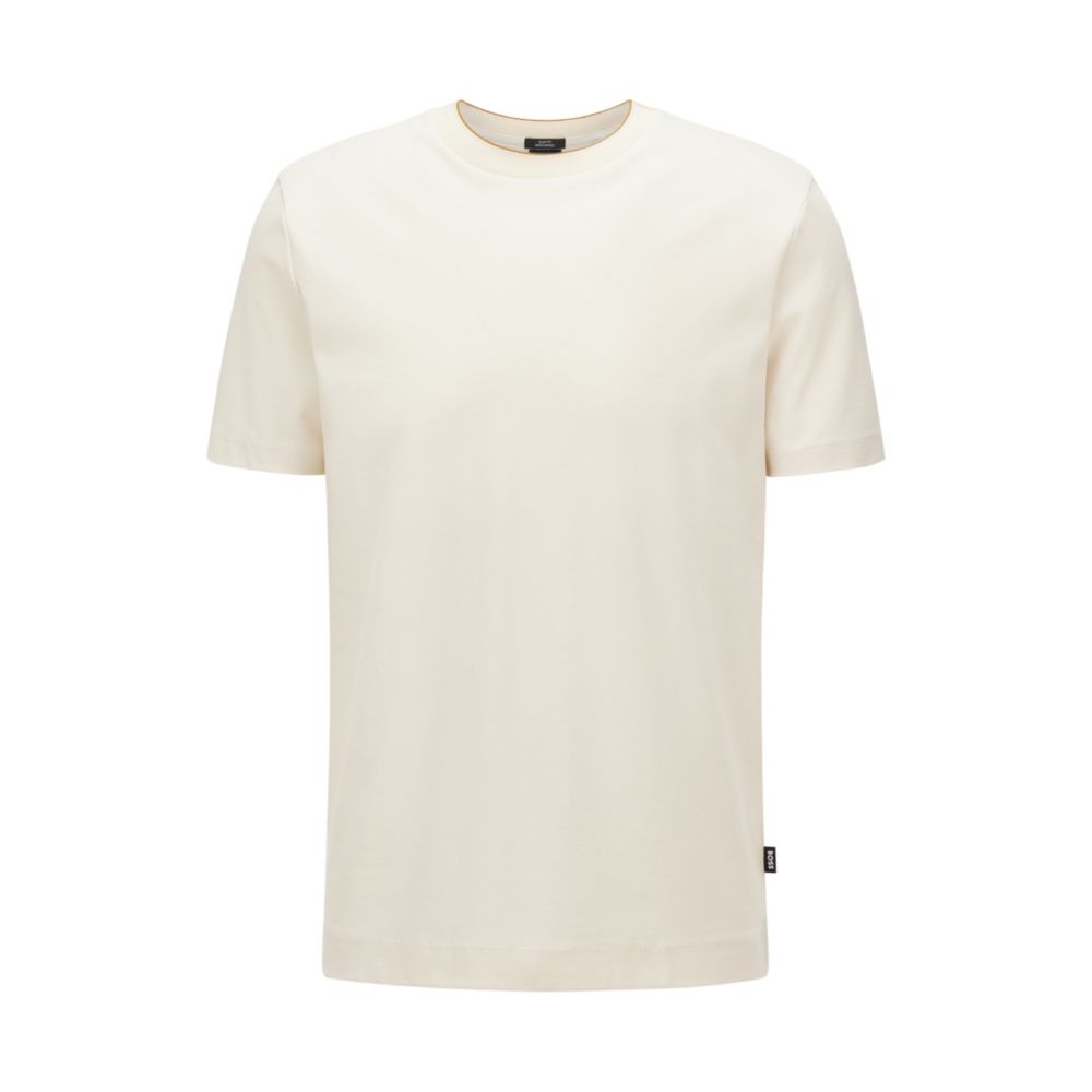 HUGO BOSS Slim-fit T-shirt in honeycomb cotton with tipped collar
