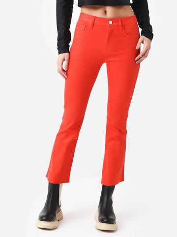 Frame le crop mini boot coated jean in bright red