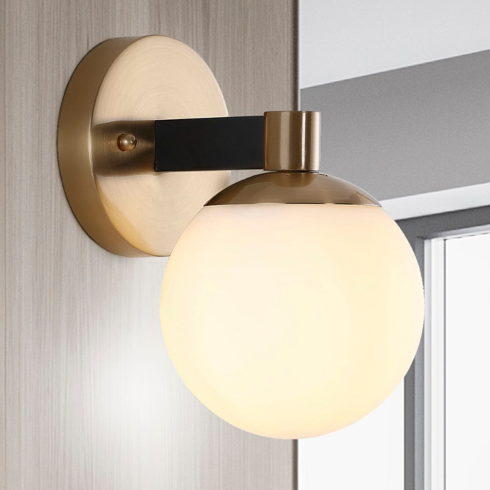 Jonathan Y Modernist Globe 5.75" 1-light Metal/frosted Glass Modern Contemporary Led Vanity In Gold