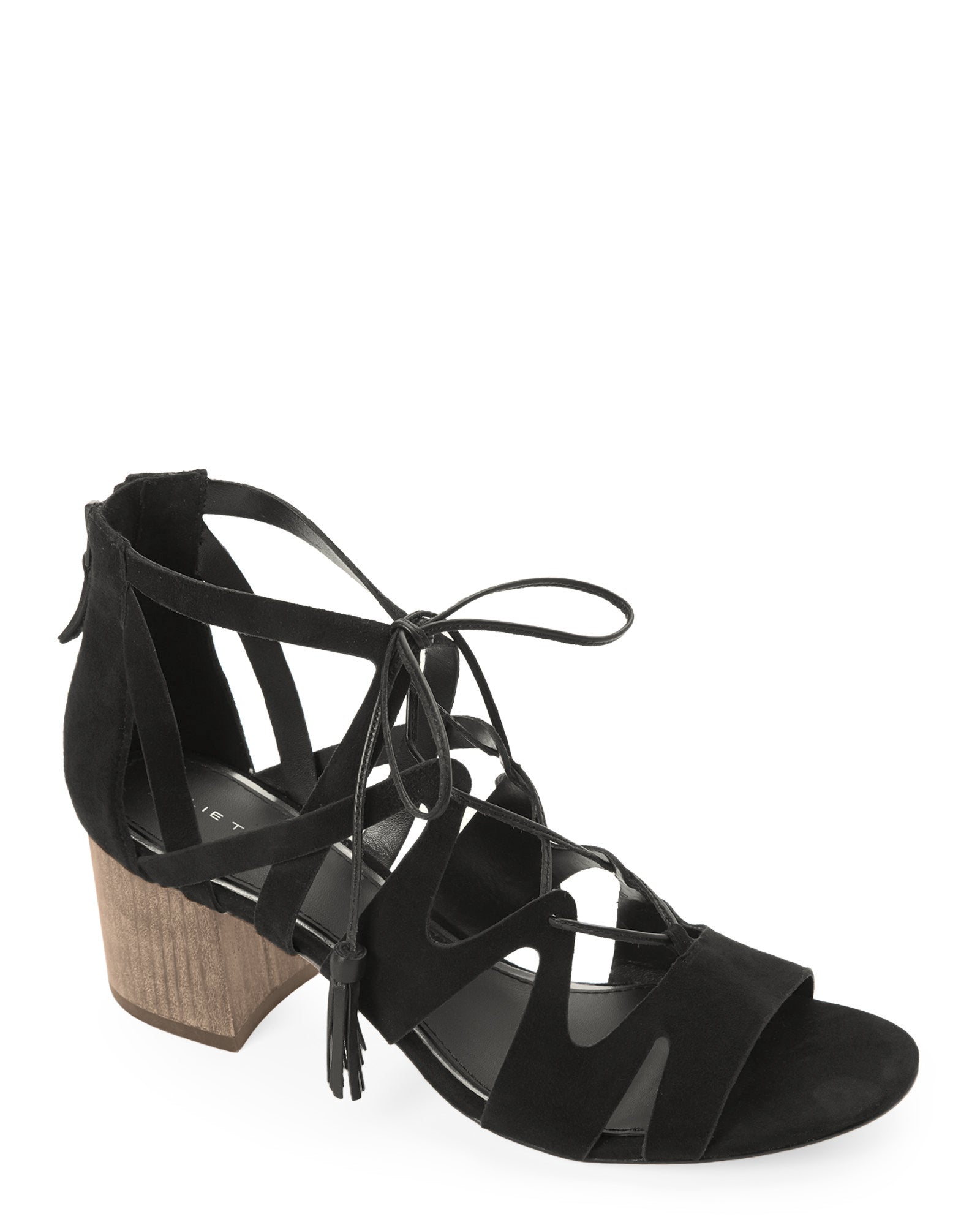 Shop Elie Tahari Women's Burano Tasseled Black Suede Sandals