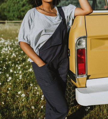 Conrado nora linen/cotton overalls in navy