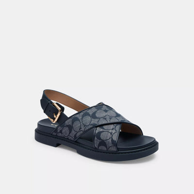 코치 COACH Outlet fraser sandal in signature chambray,midnight navy / Regular