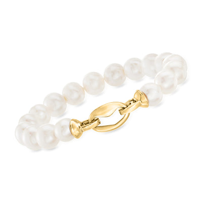 Ross-Simons 6-8.5mm Cultured Pearl And . Diamond Stretch Bracelet