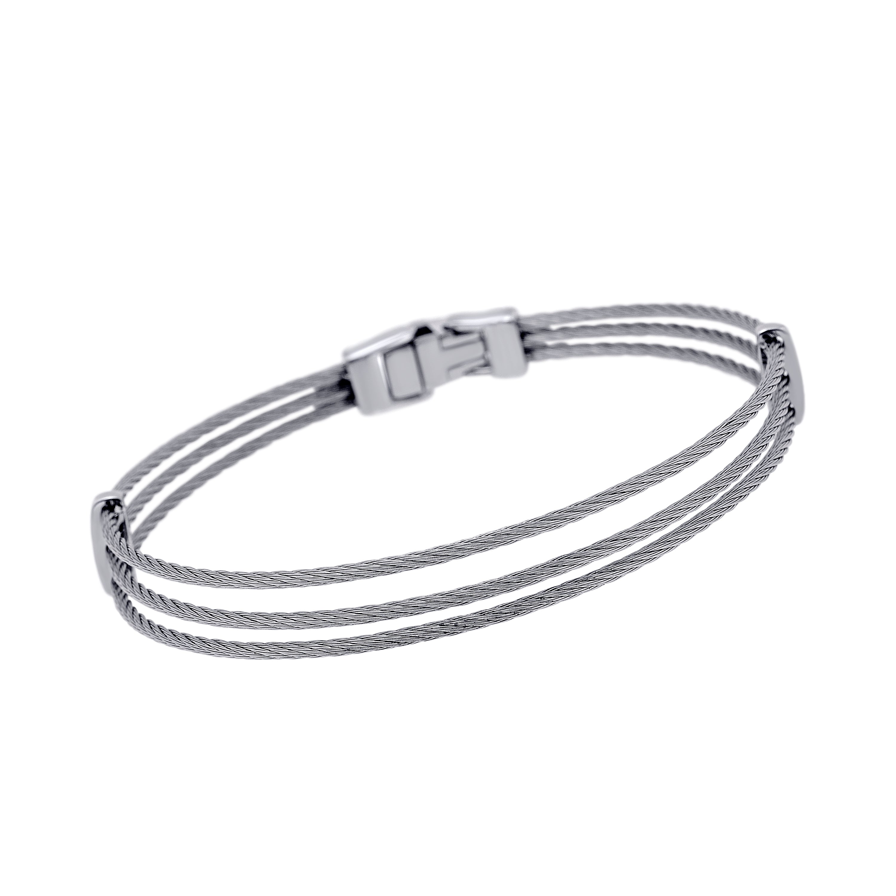 Alor Stainless Steel, 18k White Gold And Layered Grey Cable Bracelet-1-1-1-1 In Silver