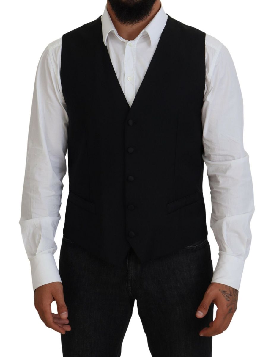 DOLCE & GABBANA Dolce & Gabbana  Virgin Wool Waistcoat Formal Men's Vest