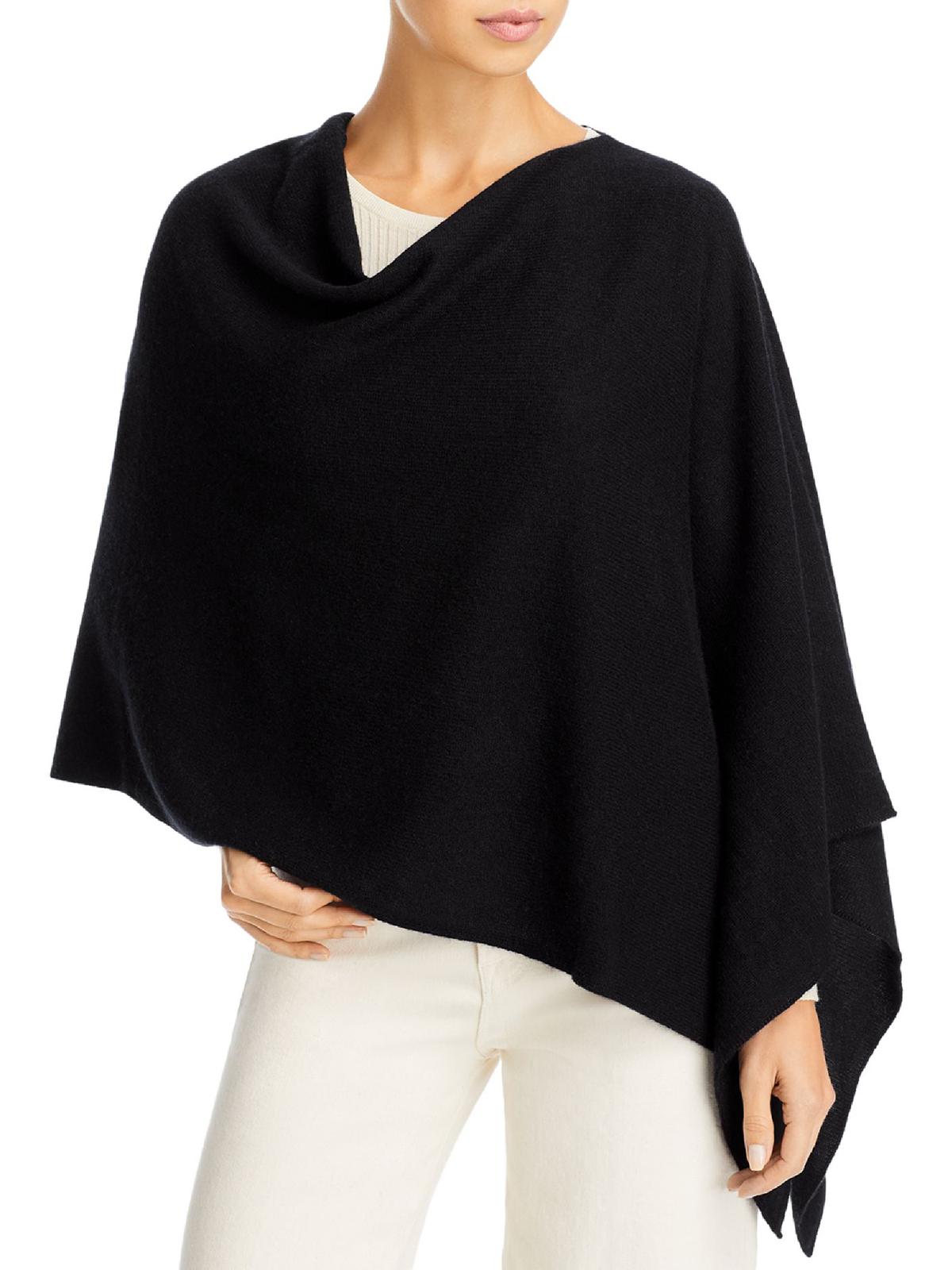 Private Label Womens Cashmere Cowl Neck Poncho In Black