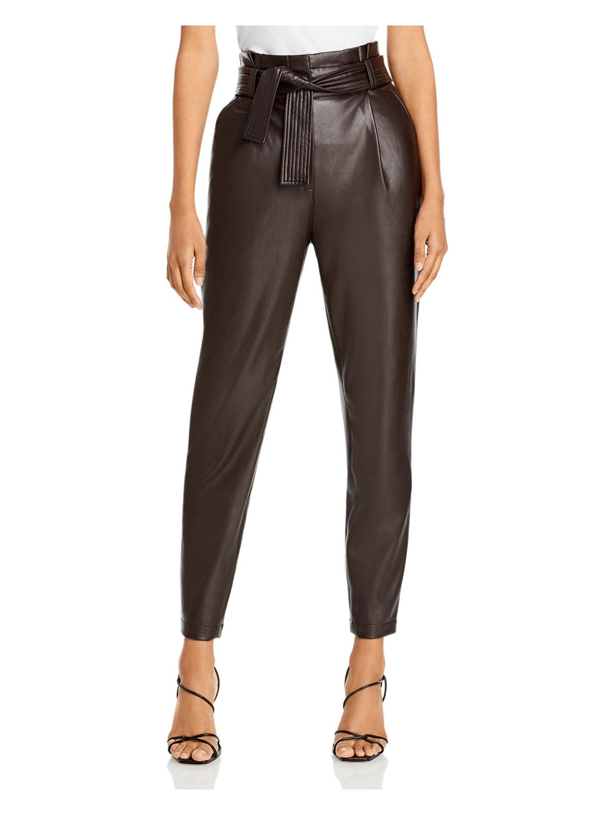 A.L.C Cobey Womens Faux Leather High Rise Paperbag Pants