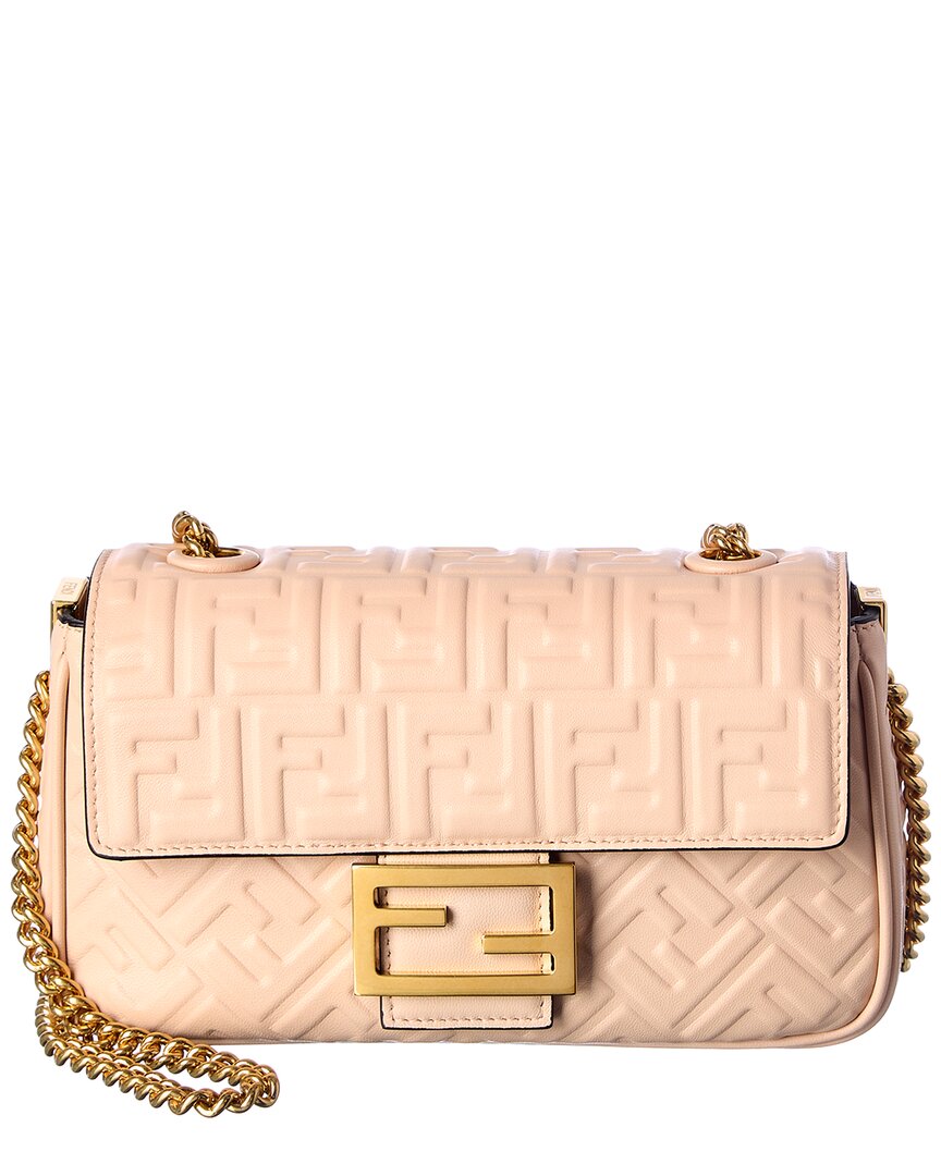 FENDI FENDI Baguette Midi FF Leather Shoulder Bag