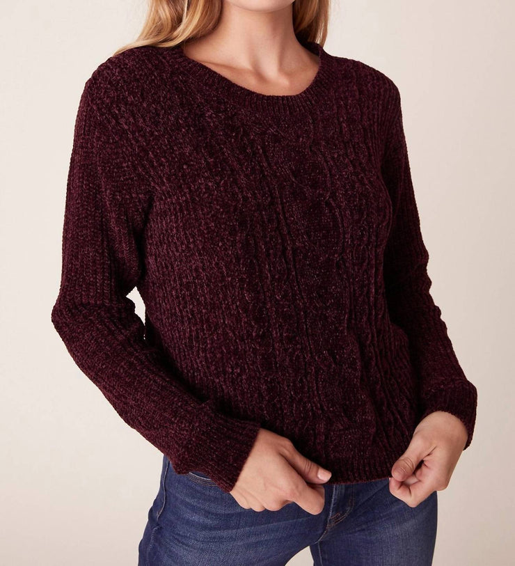 Bb Dakota No Chill Cable Knit Sweater in Boysenberry | Shop Premium Outlets