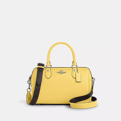 코치 COACH Outlet rowan satchel with signature canvas detail,silver/retro yellow