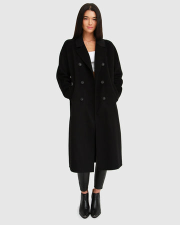 Belle&Bloom boss girl double-breasted lined wool coat - black