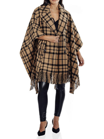 Kathy Ireland womens plaid double-breasted wrap coat