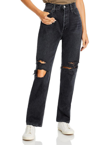Agolde womens high rise button fly straight leg jeans