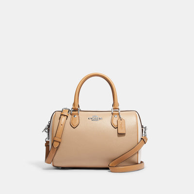 Coach CH159 Mini Rowan Crossbody Bag in Colorblock Sandy Beige Refined  Pebble Leather - Women's Bag with Detachable Strap