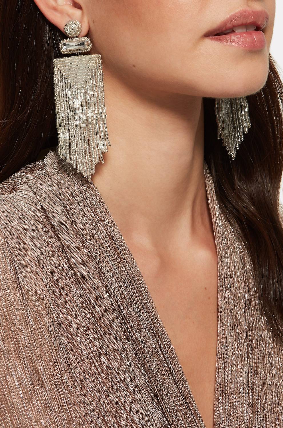 DEEPA GURNANI Jody Earrings In Silver in Silver